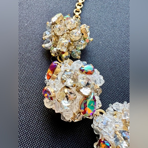 Extremely Rare! J. Crew Crystal and Aurora Borealis Cluster Necklace - Picture 3 of 9